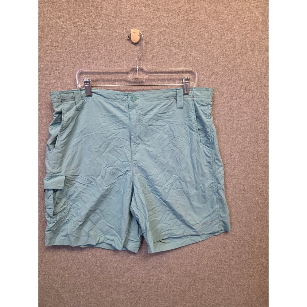 Columbia PFG Mens XL 8L Aqua Blue Nylon Cargo Fishing Shorts XM0316 Omni-Shade